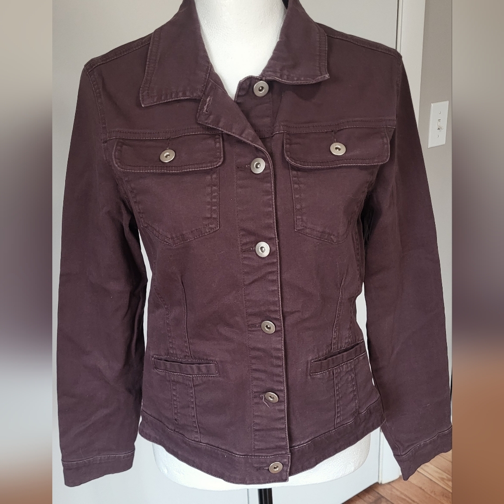 Brown Lightweight Button Up Jacket, Size M